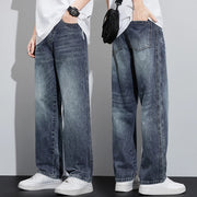 wide leg denim high street jeans.