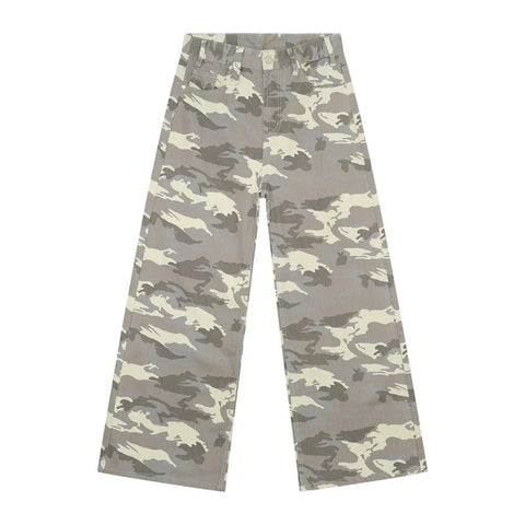 Dirty Skidded Denim Jeans/Camo Denim