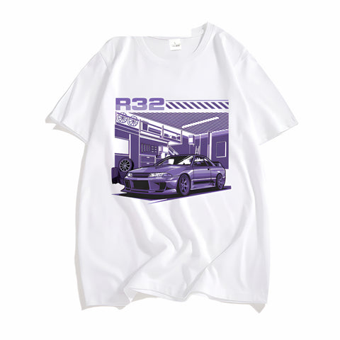 short sleeve purple graphic car