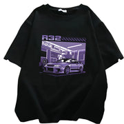 short sleeve purple graphic car