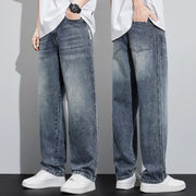 wide leg denim high street jeans.