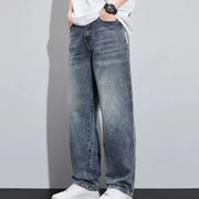 wide leg denim high street jeans.